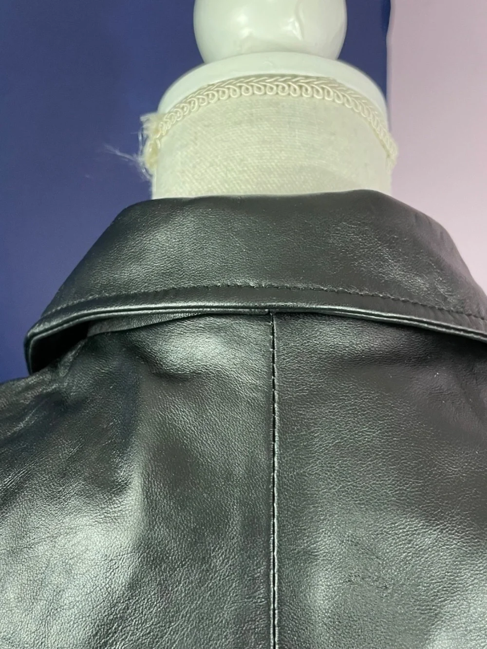 Lambskin Leather Biker Vest M Black Full Zip Collared Sleeveless Jacket Smooth